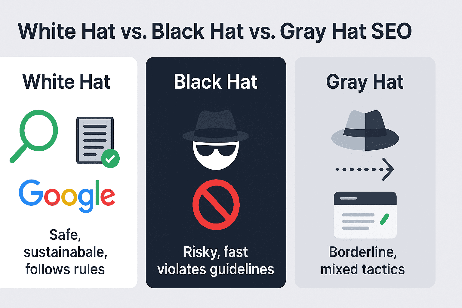 White Hat vs. Black Hat vs. Gray Hat SEO — What’s the Difference?